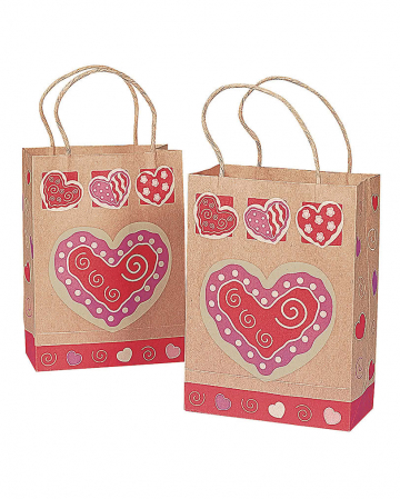 Paper Gift Bags Heart Motif 12 Pcs. 