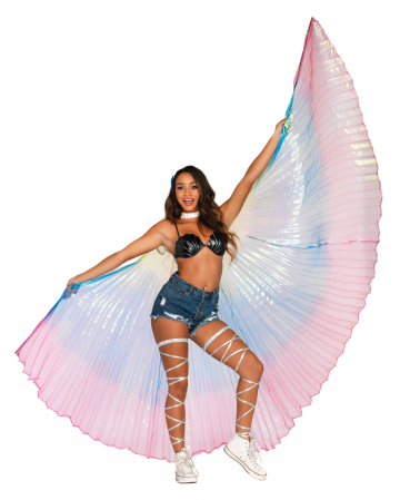 Egyptian Shimmer Belly Dance Wings Costume Festival Fancy Isis Wings & Stick UK 