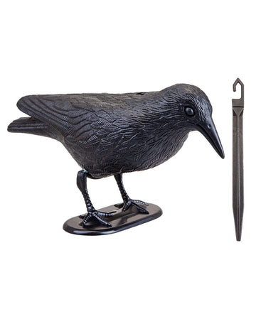 2 Schwarze Feder-Krähen Statuen – Realistische Halloween-Deko Für Drinnen & Draußen, Ca. 30,5 Cm