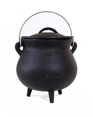 Cast Iron Witch Cauldron With Pentagram 19cm 