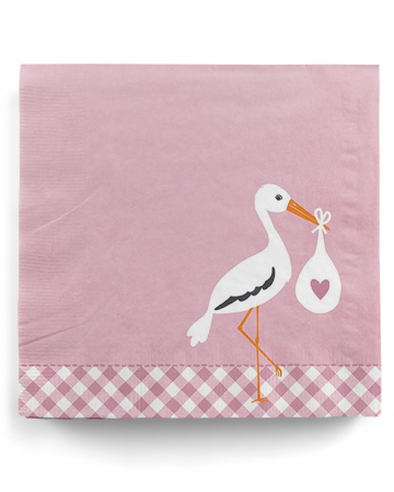 Servietten Storch Baby Rosa 20 St. 