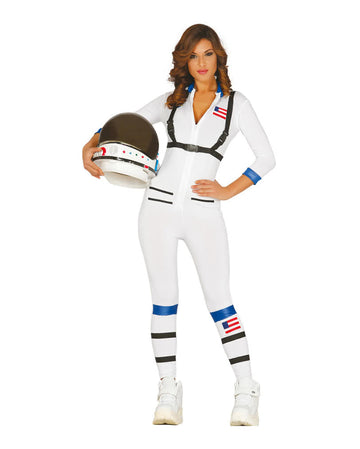 Women's White Astronaut Jumpsuit Costume - CA229 Space Girl Bodysuit Outfit