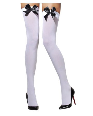 Weiße Overknees mit Schleife 
