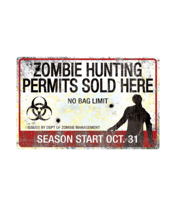 Zombie Hunting Metall-Schild Halloween Deko | Horror-Shop.com