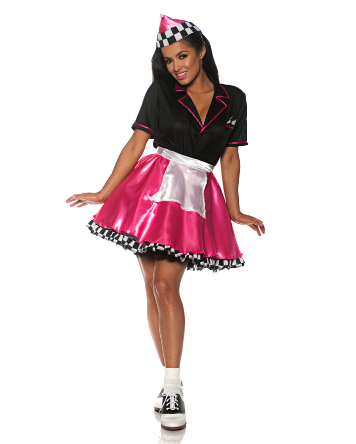 Car Hop Girl Costume pink L 50s Mottokostüm
