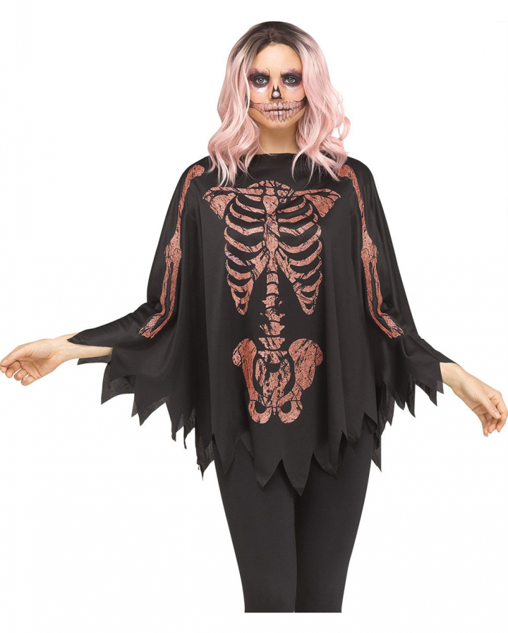 Halloween-Skelett-Poncho Aus Spitze Mit Fledermausmaske – Gruselig, Leicht & Vielseitig Für Kostümpartys