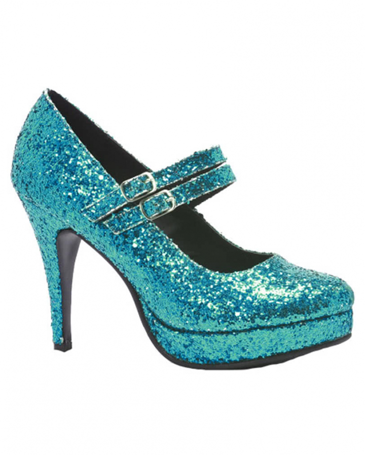 Only maker Dames Plateau High Heels Glitter Mary Jane Pumps Stilettos, zwartpolyurethaan., 38 EU