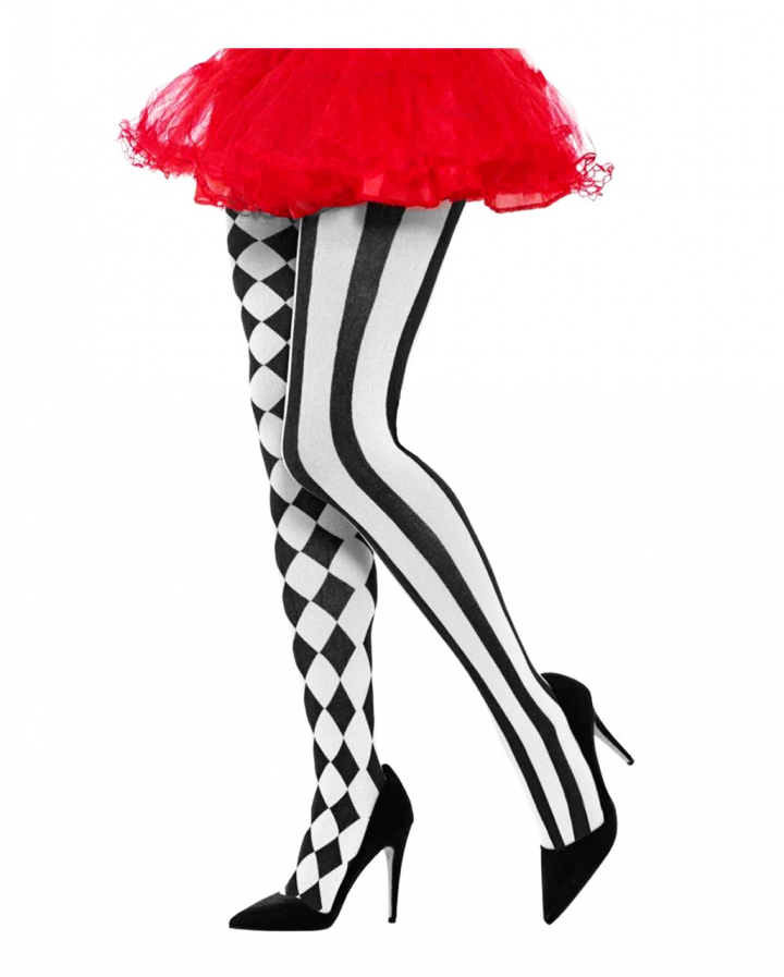 Harlequin Tights Adult White Black main image 1
