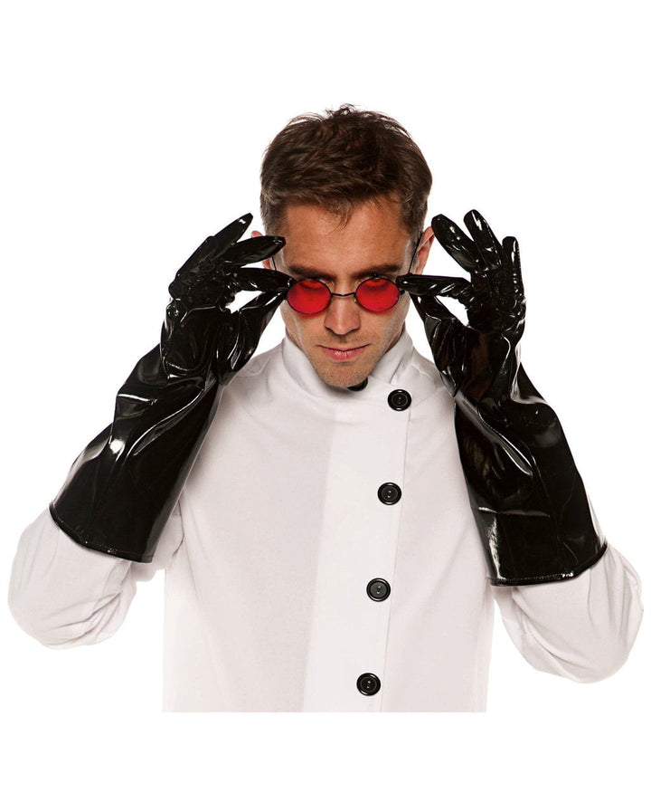 Lange Glänzende Handschuhe Schwarz - Für Karneval, Halloween & Kostümpartys