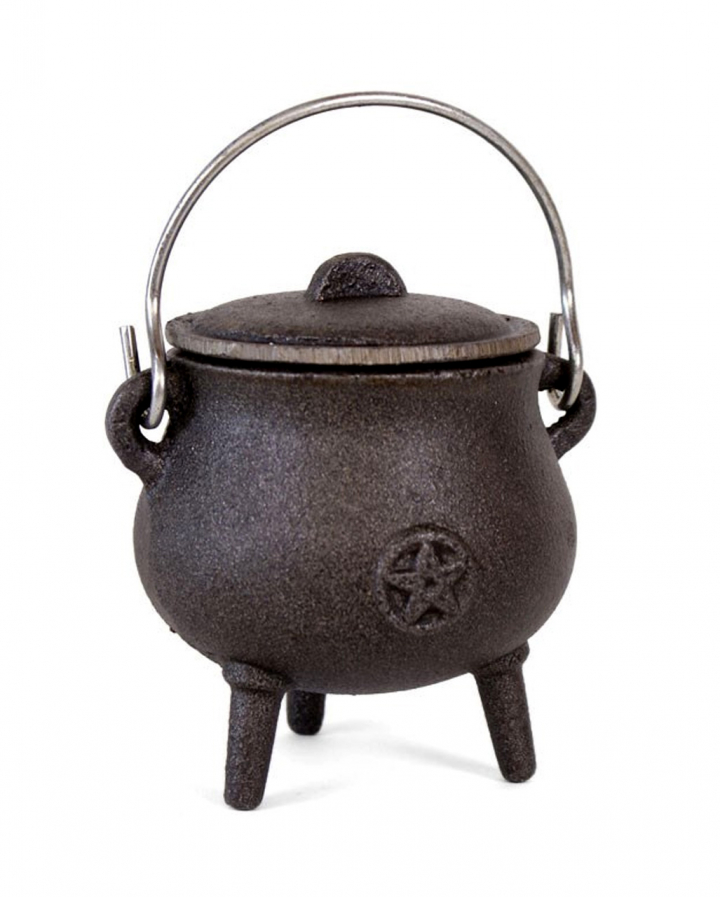 Hexenkessel mit Pentagramm aus Gusseisen 7cm | Horror-Shop.com