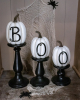 BOO Pumpkins On Candlesticks Set Of 3 