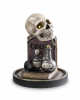 Glass Bell With Glowing Skull & Magic Books 31cm 