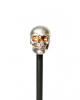 Gothic Walking Stick With Metallic Skull 