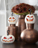 Grinning Halloween Pumpkin White With Flickering LED Flame 