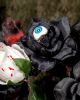 Schwarze Rose mit blauem Auge 