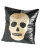 Skull Flip Sequined Cushion Black Gold 