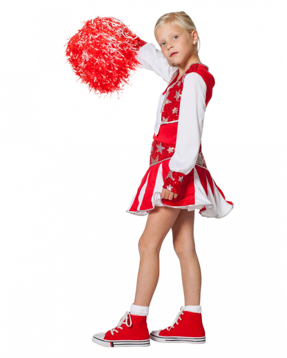 Rotes Cheerleader Kinder Kostüm für Karneval & Garde Tanzgruppen - Bild 5 von 6