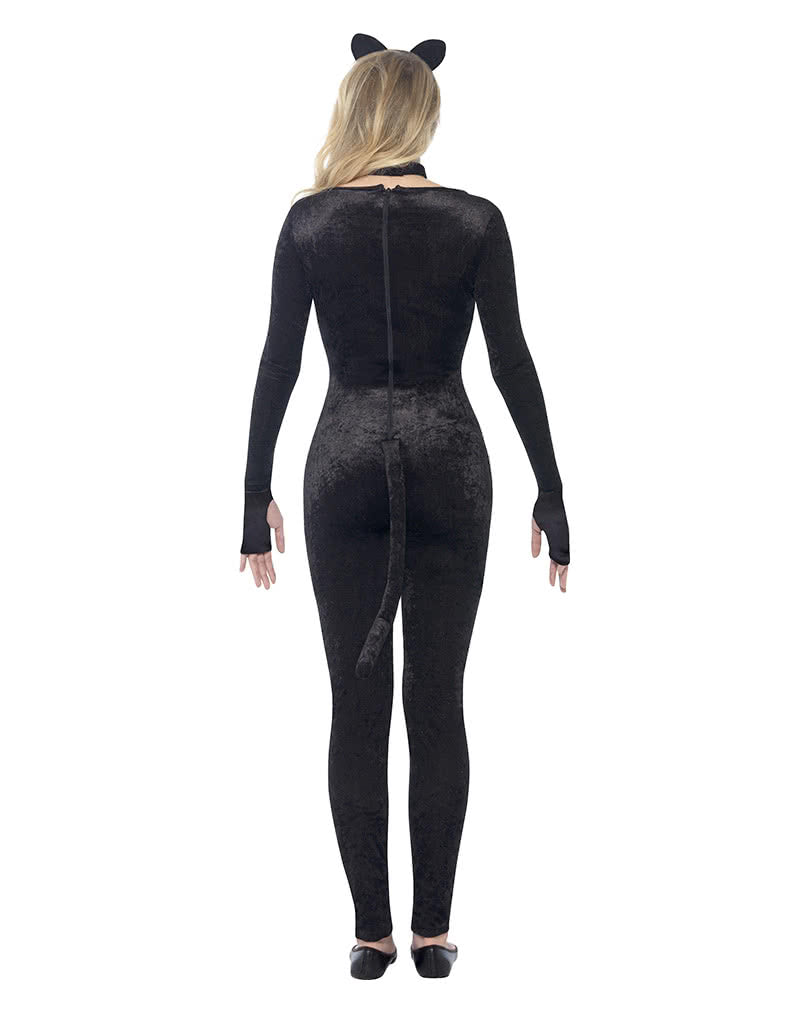 Katzenkostüm Damen – Schwarzer Overall Mit Handschuhen, Augenmaske & Gürtel