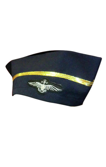 Piloten-Hut Für Kostüm – Schwarzer Cap Mit Emblem, Unisex, Einheitsgröße Für Erwachsene