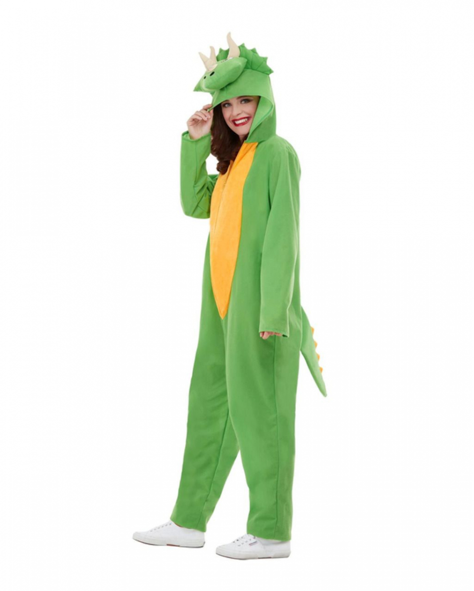 Lustiges Dinosaurier Onsie Kostüm für Erwachsene zu Halloween und Karneval