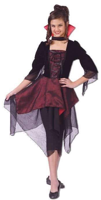Girls Vampire Princess Costume Childs Halloween Dracula Fancy Dress Kids Outfit