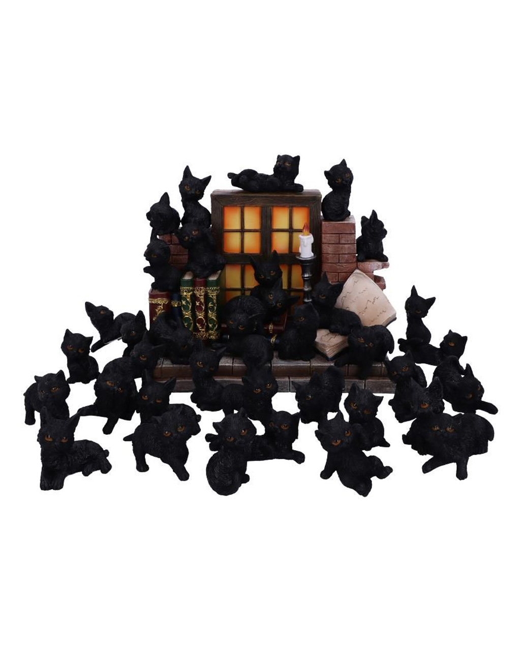 Fantasy Kätzchen Halloween Deko Schwarze Hexen-Katze in Tasse 