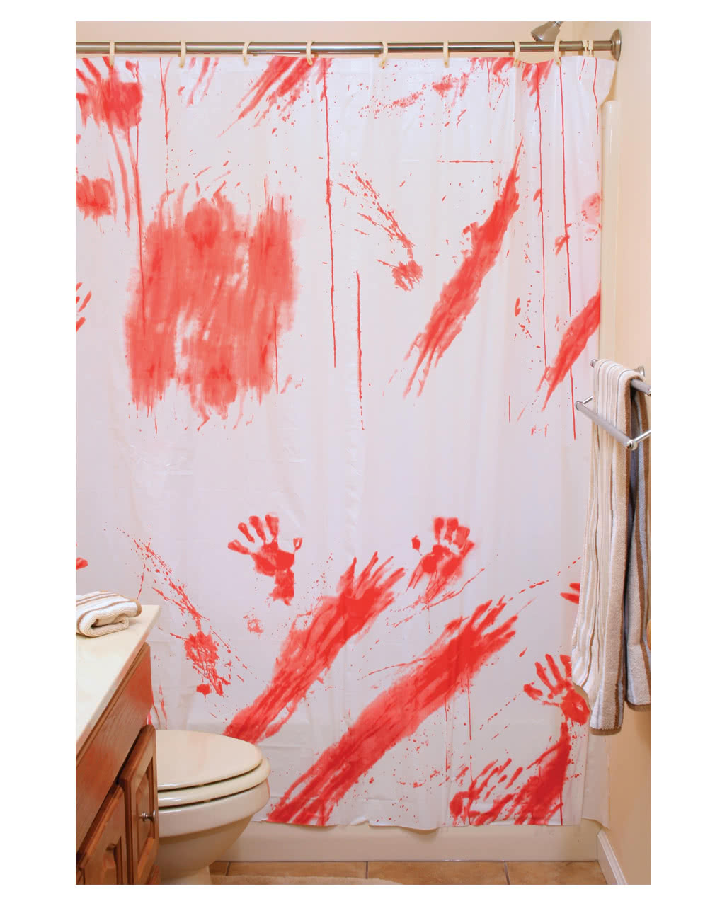 Details about   Blut Handabdruck Duschvorhang Stilvoll Familie Badezimmer Ring Ziehen Halloween 