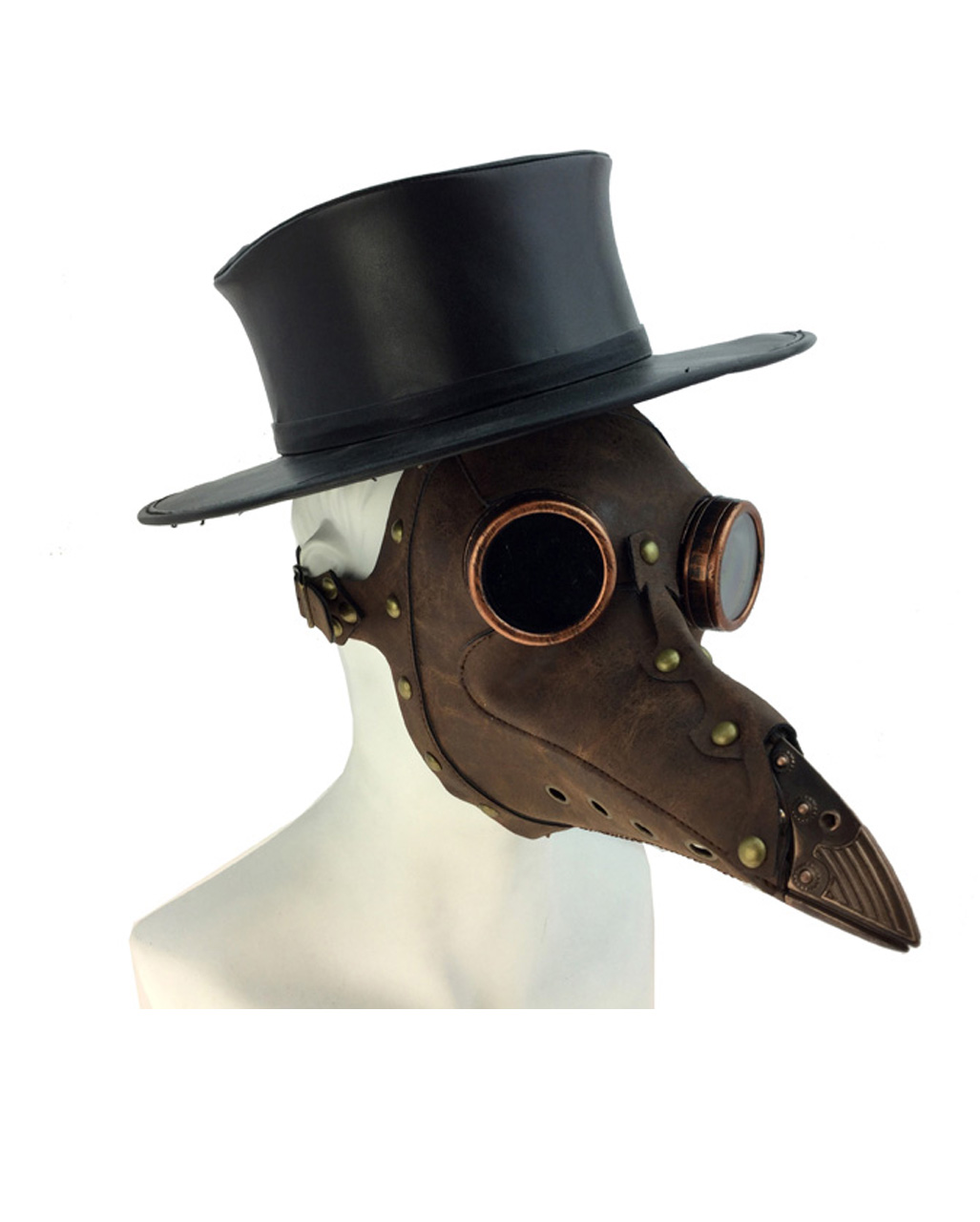 Gothic Black Plague Steampunk Half Face Mask Cosplay Halloween Pumpkin Costume 