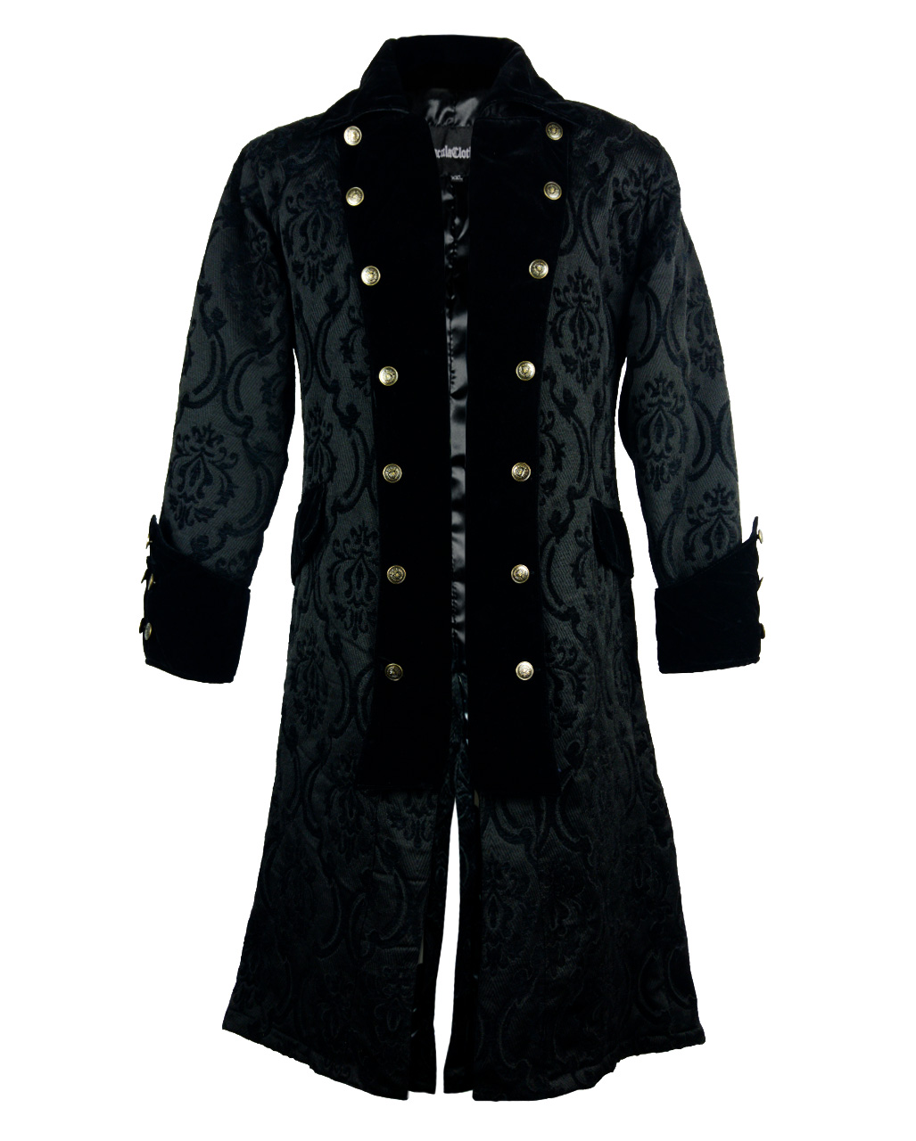 Brocade Pirate Coat With Velvet Black till | horror-shop.com