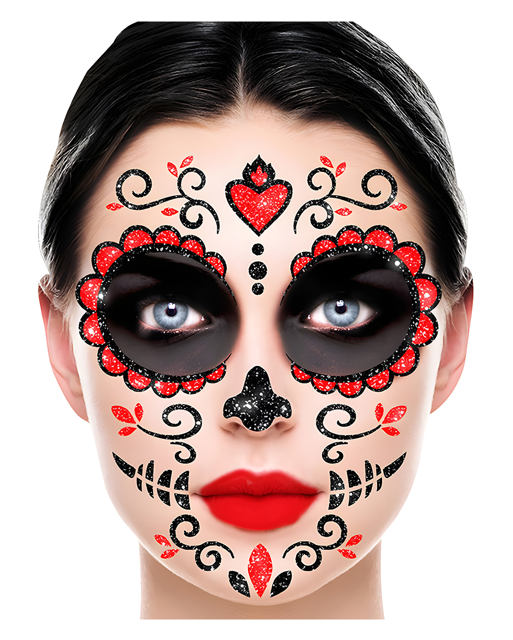 Ladies Day of the Dead Facepaint Tattoo Face Make up Set with Roses  Headband Dia