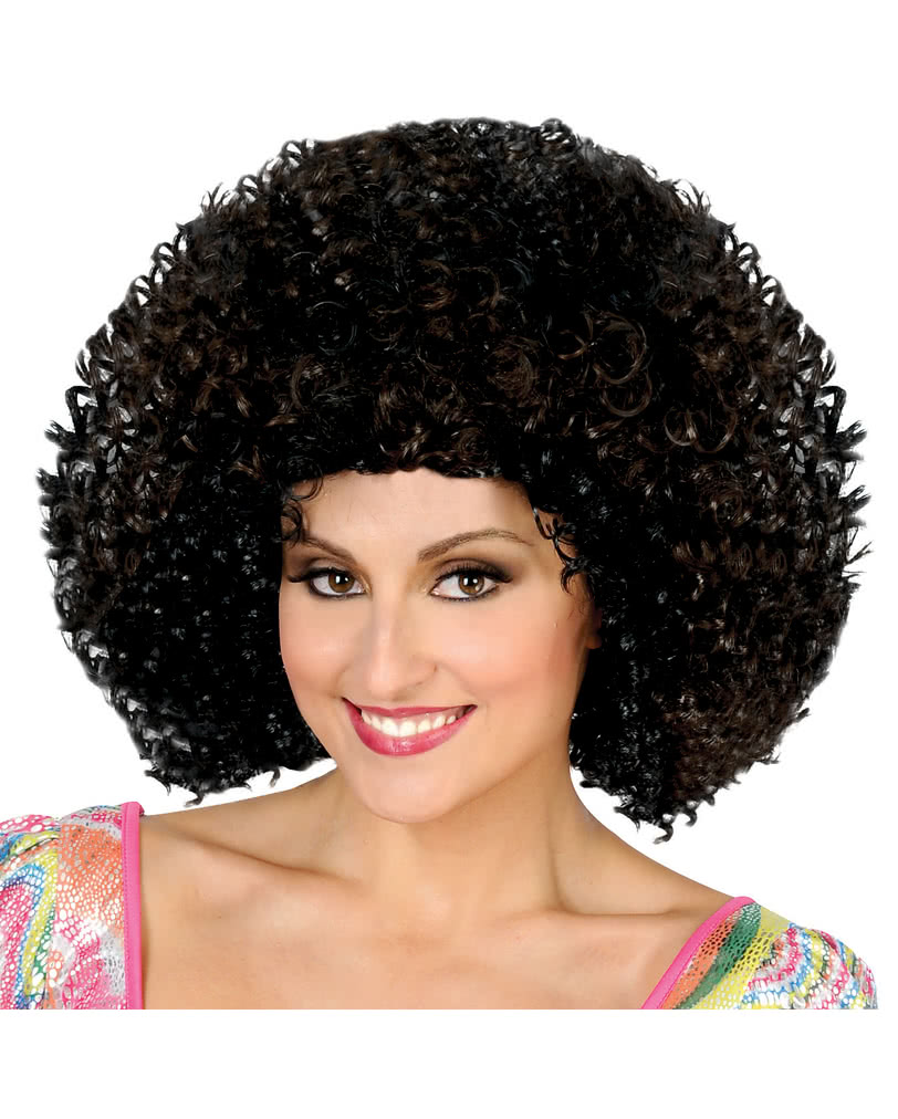 1970's Funky Afro Wig Brown Disco Dancer Fancy Dress Costume Accessory