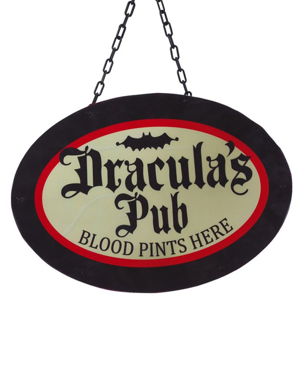 Draculas Pub Kneipenschild mit LEDs 47cm, Halloween Deko