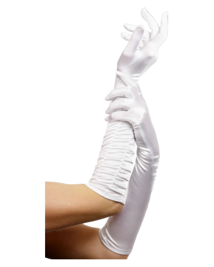 Elbow length gloves white | Satin ...