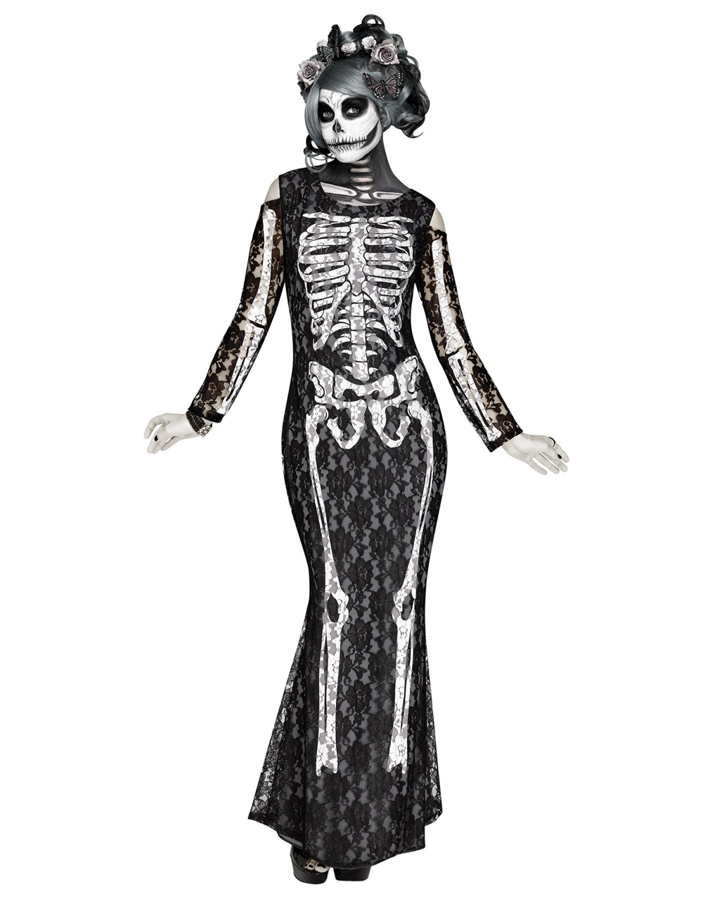 SCARY SKELETON Gr 128 Kinder Kostüm Gruseliges Skelett Halloween Tod 3844 