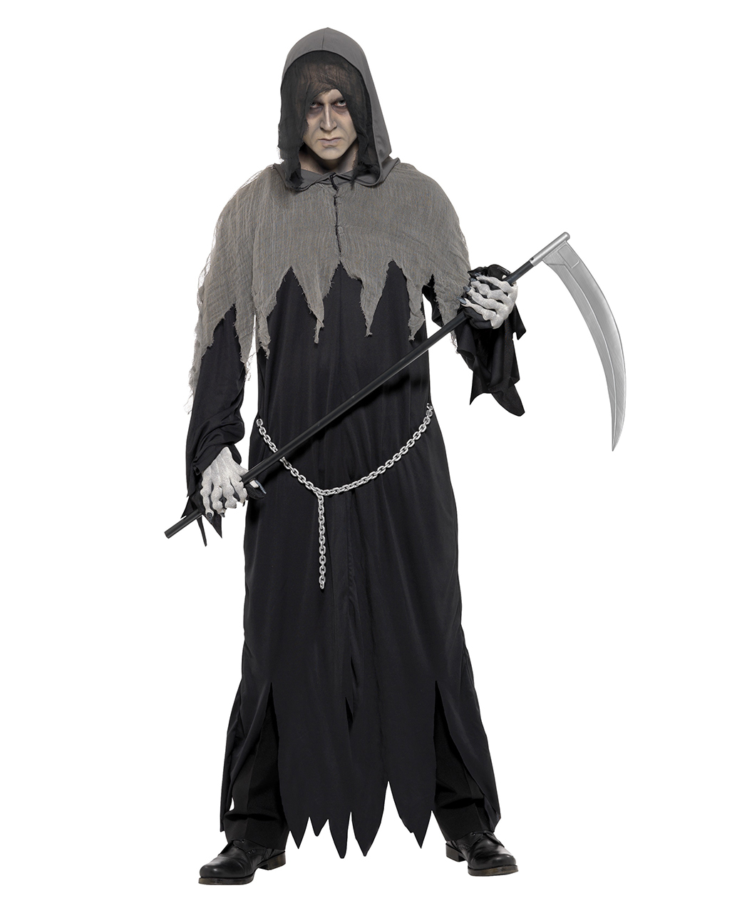Gruseliges Sensenmann Kostüm für Männer Grim Reaper Geisterkostüm Gevatter Tod 