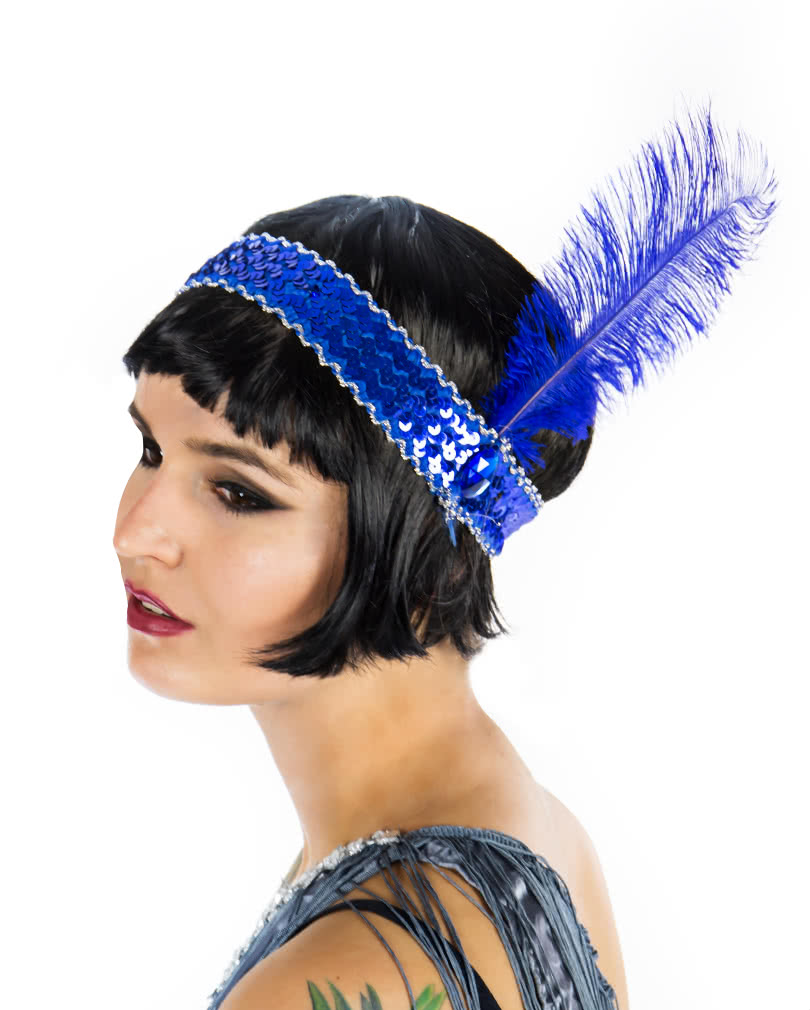 Flapper Headband Blue 20s Headdress