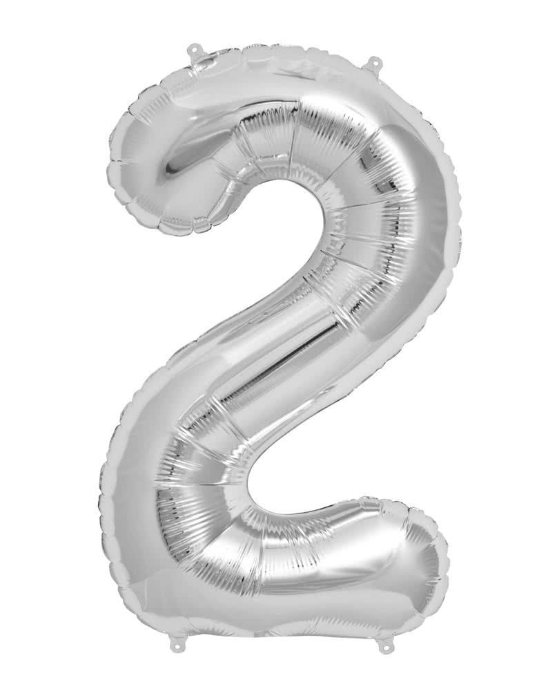 Foil Balloon Number 2 Silver Helium 