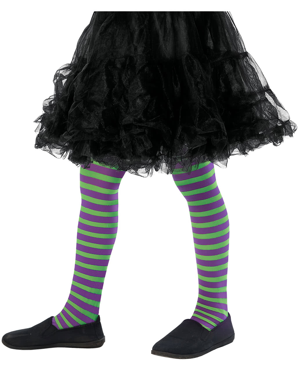 Childrens Black and Purple Striped Tights