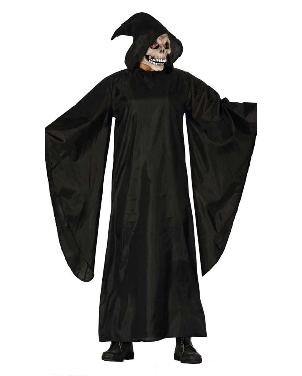 Child Boys Black Grim Reaper Hidden Face Hooded Robe Halloween Costume