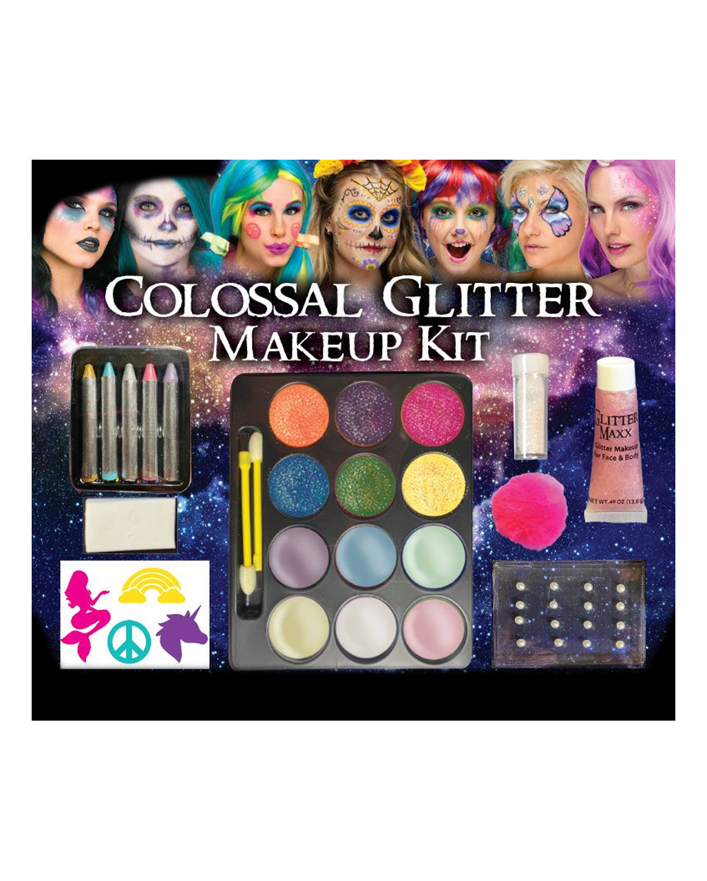 Glitzer Makeup Kit 28tlg. für Karneval