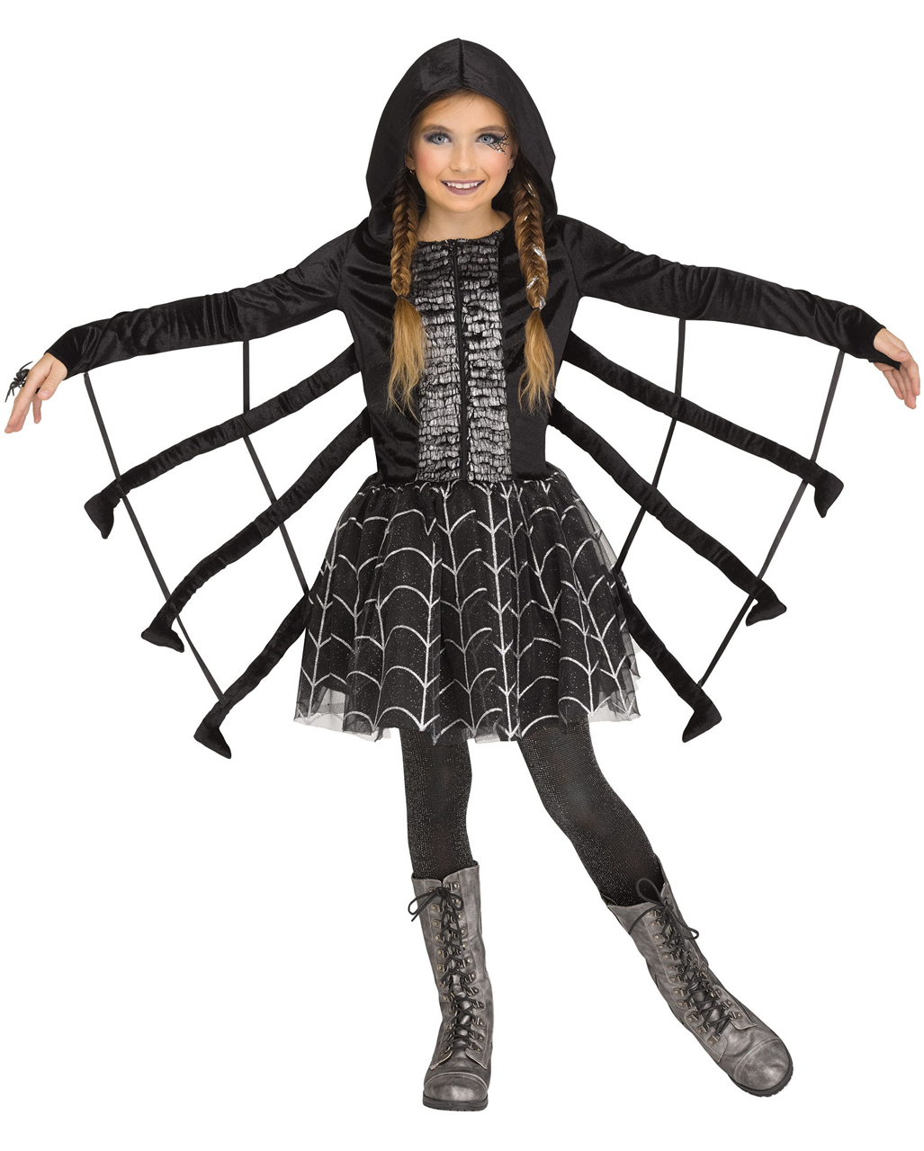 schwarze Bluse Spider Spinnenfrau Halloween Kostüm Damen 
