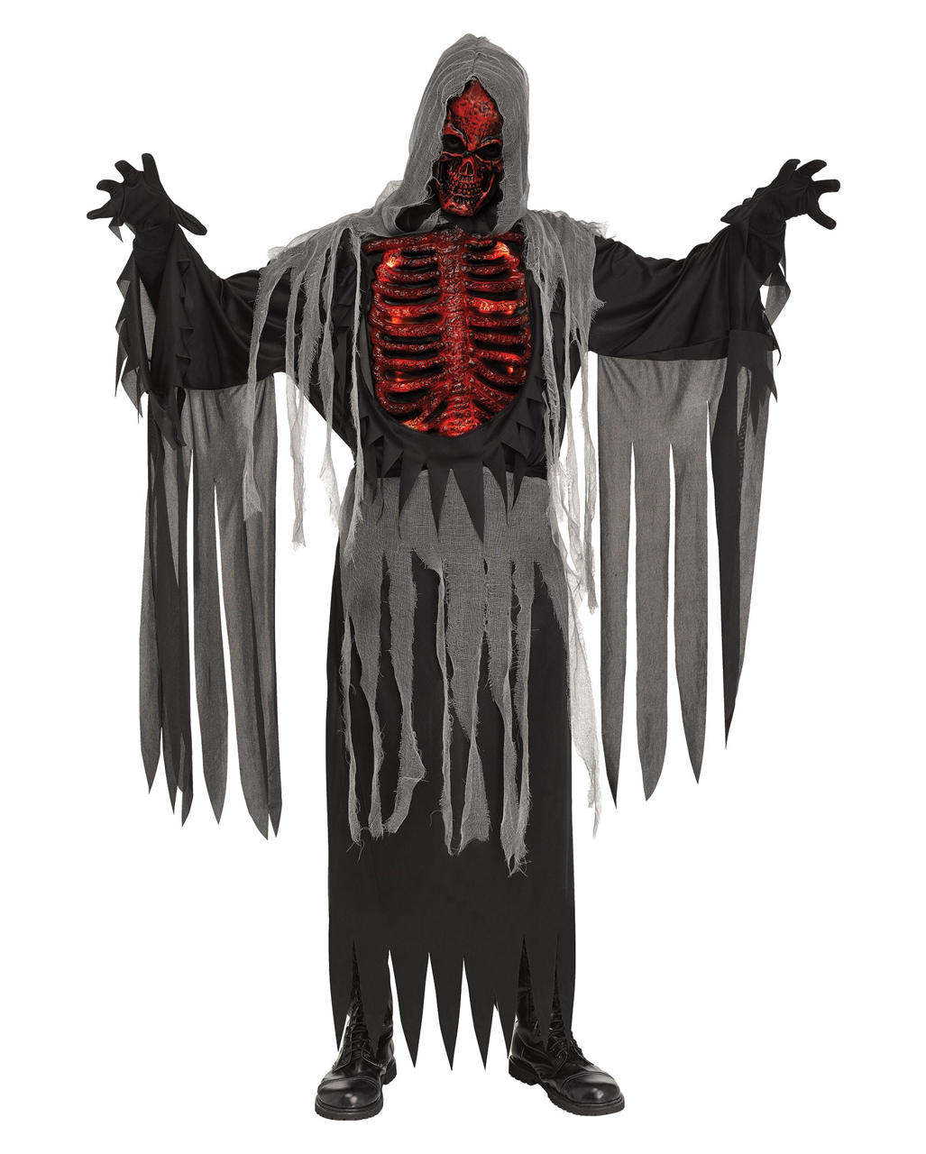 Grim Reaper Horror Robe Death Skeleton Halloween Mens Costume Plus