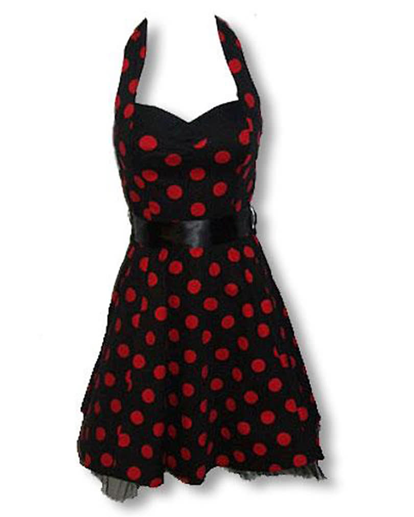 Red and black polka dot dress