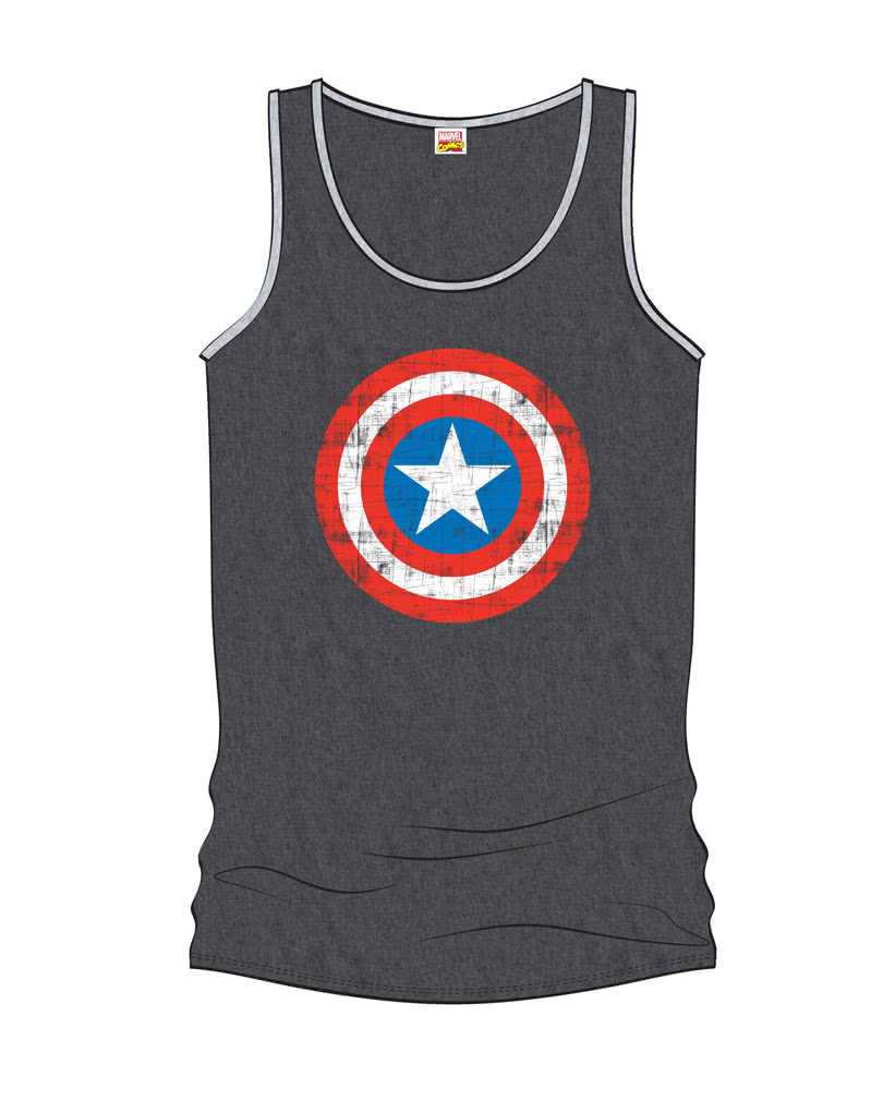 Marvel Avengers Boys Gray Iron Man Captain America Tank Top Sleeveless Shirt 