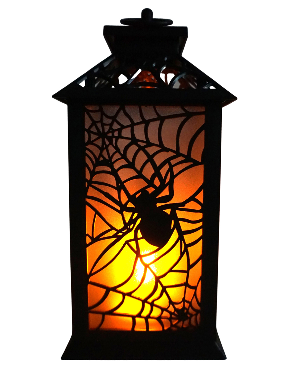 Halloween Lantern With Spider & Flame Effect 29,5cm | Horror-Shop.com