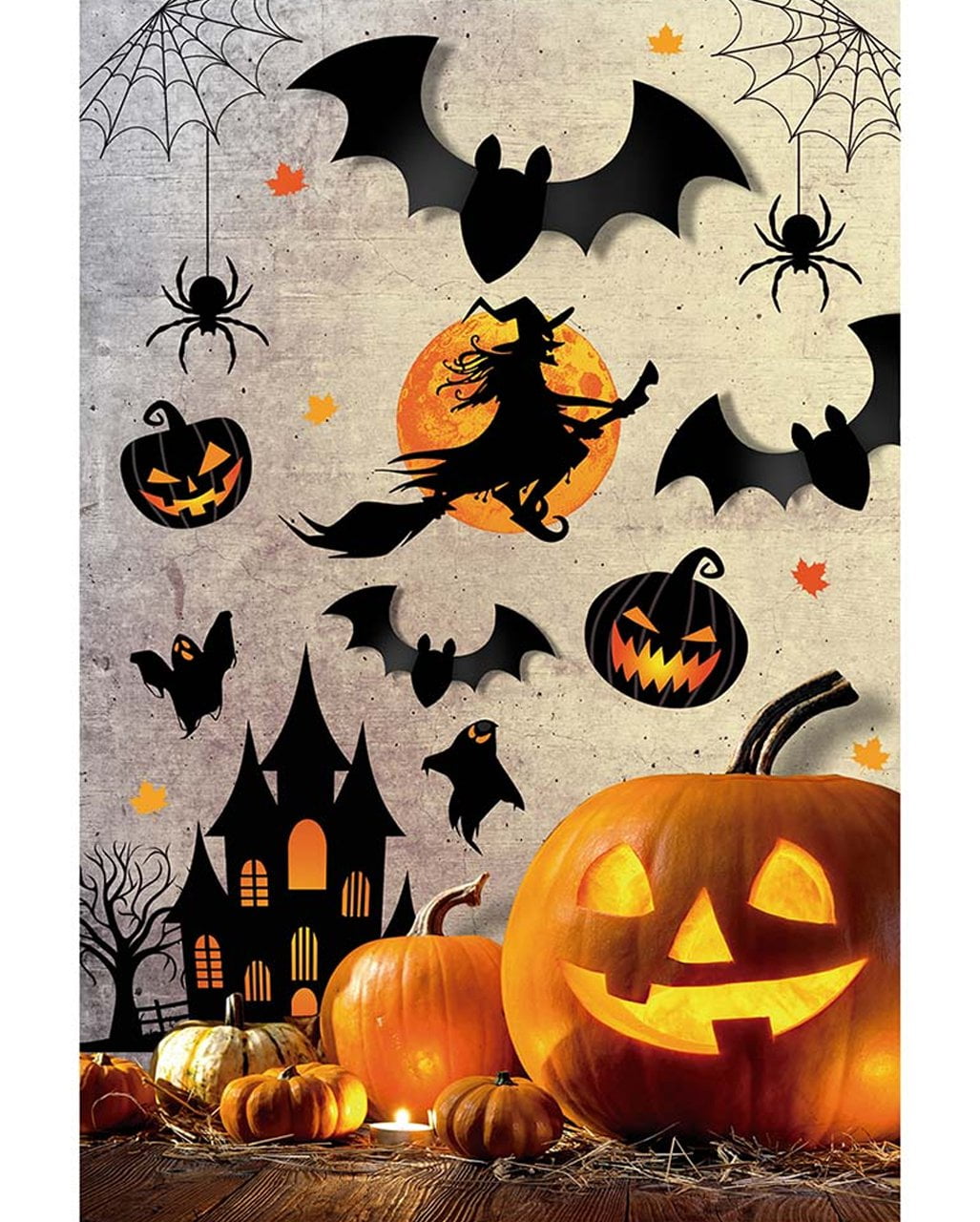 Horror-Shop Glow In The Dark Halloween Sticker – Fledermäuse & Spinnen, Leuchtende Deko