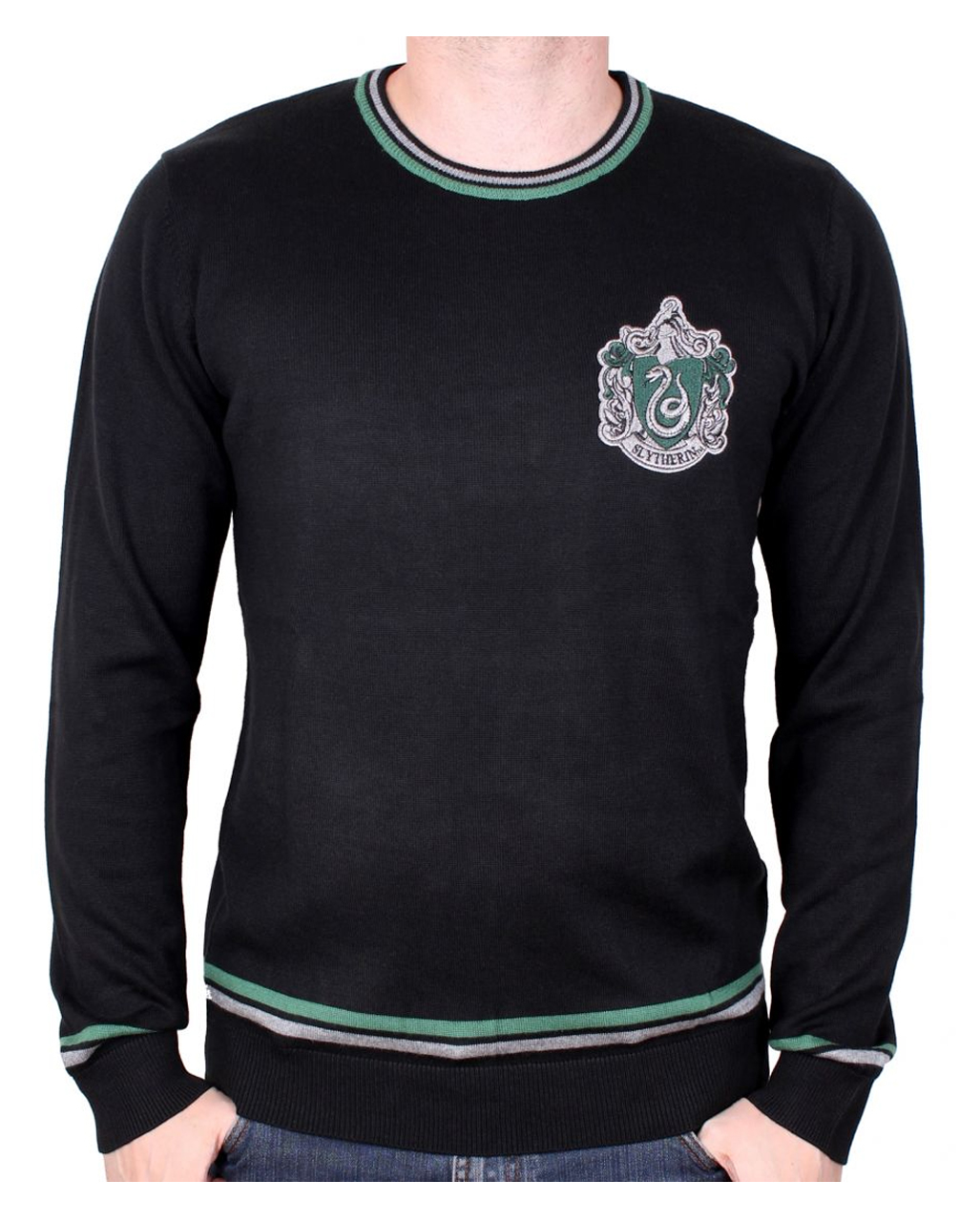Harry Potter Herren Sweater Slytherin Crest Weihnachtspullover grau 