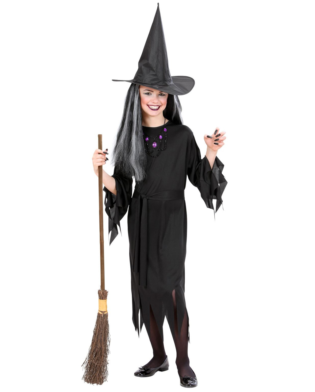 SMI Kostüm Zubehör Hexe Umhang Hexenhut nachtleuchtend Halloween 