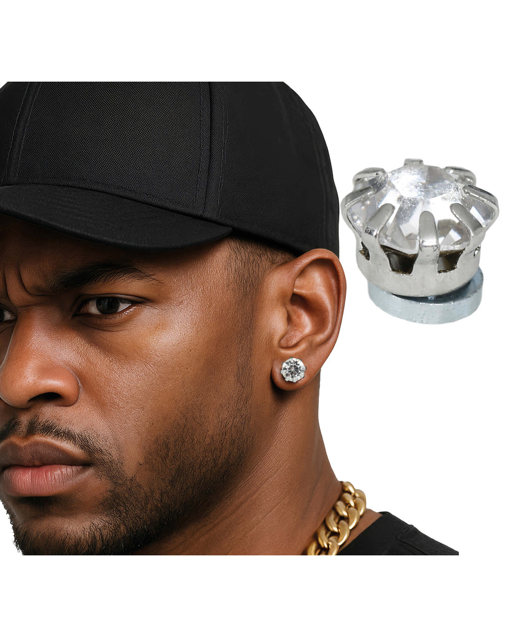 Hair Accessory For Rapper Hip-Hop Magnet Ear Studs 2 Pcs. Costume accessories | Horror-Shop.com