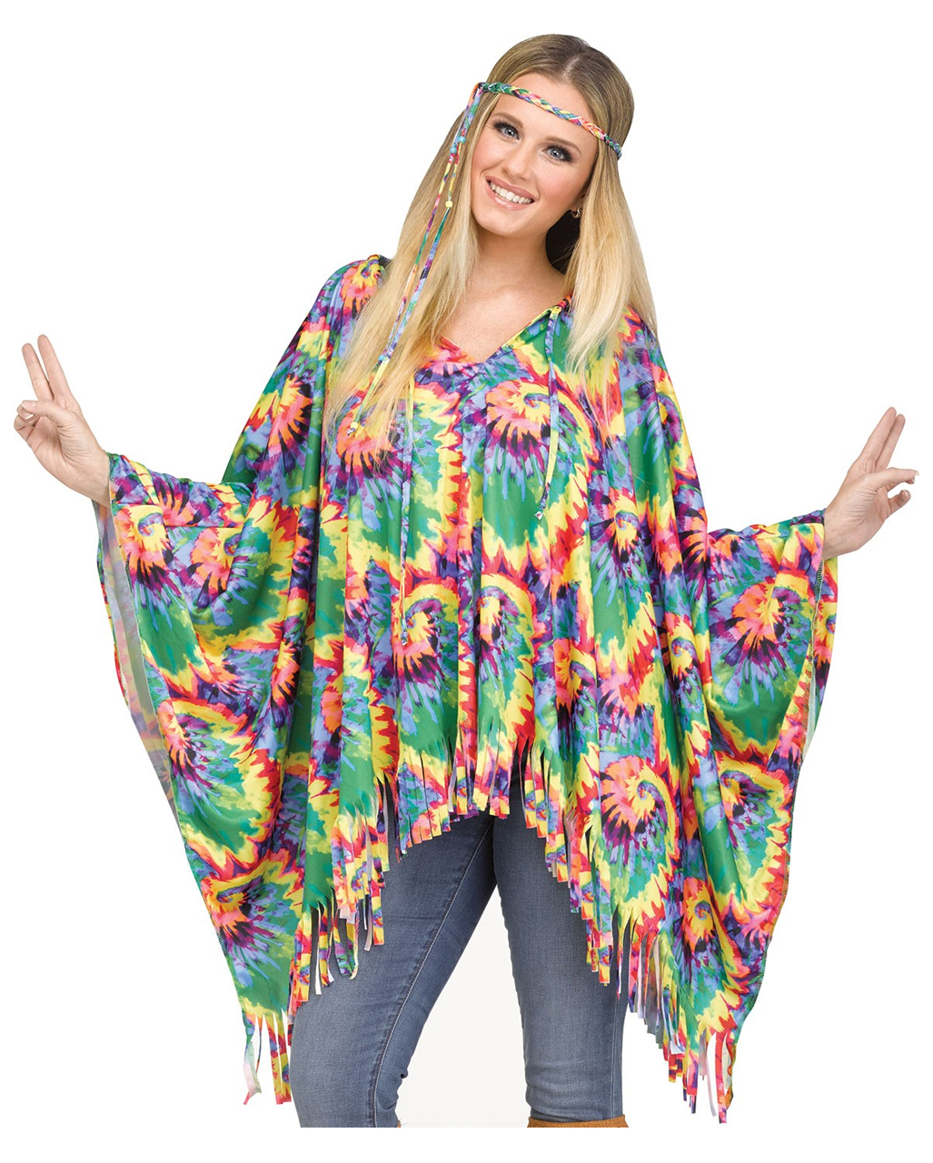 Hippie poncho with hair band Buy now | Horror-Shop.com